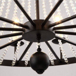Wdw Post-Modern Black Pendant Chandelier Genuine K9 Crystal Metal Body 6-Arm Flush Ceiling Light - thumbnail 3