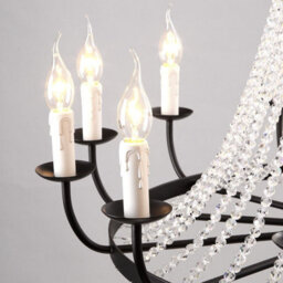 Wdw Post-Modern Black Pendant Chandelier Genuine K9 Crystal Metal Body 6-Arm Flush Ceiling Light - thumbnail 2