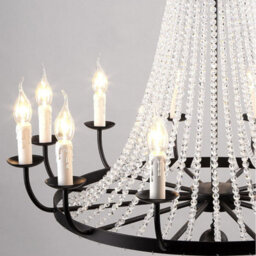 Wdw Post-Modern Black Pendant Chandelier Genuine K9 Crystal Metal Body 6-Arm Flush Ceiling Light - thumbnail 4