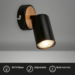 Briloner Gu10 Wall Lamp Black Wood Adjustable Spot Light - thumbnail 2