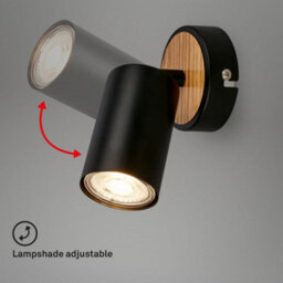 Briloner Gu10 Wall Lamp Black Wood Adjustable Spot Light - thumbnail 4