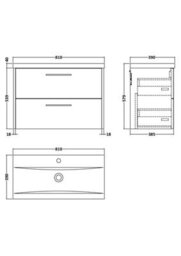 Hudson Reed Juno Wall Hung 2 Drawer Vanity Unit With Mid-Edge 1 Tap Hole Basin, Metallic Slate, 810 X 390 mm - thumbnail 7
