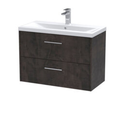 Hudson Reed Juno Wall Hung 2 Drawer Vanity Unit With Mid-Edge 1 Tap Hole Basin, Metallic Slate, 810 X 390 mm - thumbnail 4