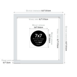 "7X7"" Light Grey Picture Frame - 7X7"" Square Frame With 4X4"" Mount For 7X7""/4X4"" Pictures Moderrn Style Thin Edge, 1 Pack" - thumbnail 2