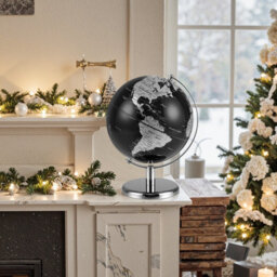 Gainoom Metallic Black World Globe 20Cm Silver Rotating Earth Globe W/ Metal Stand - thumbnail 3