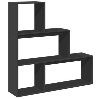 Berkfield Durable Room Divider Bookcase 3-Tier Black 123X29X123 Cm Engineered Wood