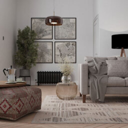 Loomed Neutral Beige Distressed Diamond Tonal Soft Living Area Rug 120X170Cm - thumbnail 1