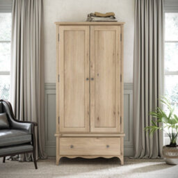 Celine Oak Double Wardrobe With Drawer - By Roseland Furniture - thumbnail 2
