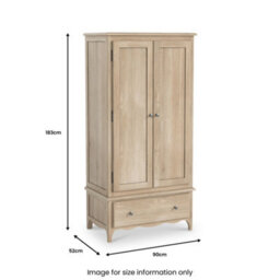 Celine Oak Double Wardrobe With Drawer - By Roseland Furniture - thumbnail 9
