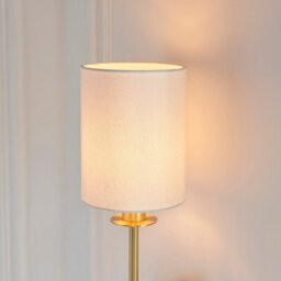 Luminosa Lighting Luminosa Sancerre Wall Lamp With Shade Satin Brass Plate, Vintage White Fabric, 1X E14 - thumbnail 5