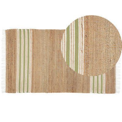 Beliani Rug Mirza Olive Green 80 X 150 Cm Jute - image 1