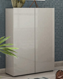 FurniComp LTD Furnicomp Vida 2 Door 80Cm Grey Gloss 25 Pair Shoe Storage Cabinet