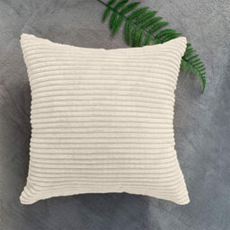 Ameha Soft Corduroy Cream Velvet Cushion Covers 45 X 45 Cm Of Pair With Invisible Zipper Decorative For Bedroom Sofa Stripe Cushions - thumbnail 4