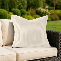 Ameha Soft Corduroy Cream Velvet Cushion Covers 45 X 45 Cm Of Pair With Invisible Zipper Decorative For Bedroom Sofa Stripe Cushions - thumbnail 2