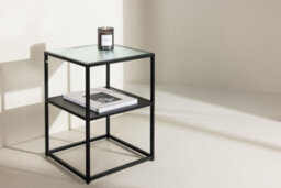 Sao Paulo  Side Table , Black, Glass Top, D40Xw40Xh55Cm - thumbnail 3