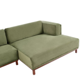 Beliani Corner Sofa 4 Seater Veng Corduroy Green Left Hand - thumbnail 8