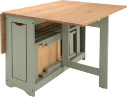 Santos Folding Drop Leaf Butterfly Dining Table Set 4 Chairs Sage Green & Distressed Wax Pine - thumbnail 7