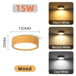 Amorly 2 Pack Wood Grain 15W Color Ceiling Light Led Spot Downlight Surface Mounted Downlights Thin Foldable Spotlight For Living Room - thumbnail 1