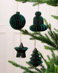 Werchristmas Set Of 12 Sage Green Paper Christmas Decorations, 15 Cm - thumbnail 2