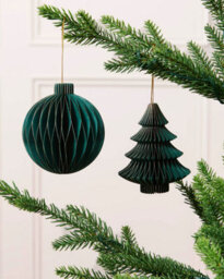 Werchristmas Set Of 12 Sage Green Paper Christmas Decorations, 15 Cm - thumbnail 3