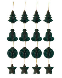 Werchristmas Set Of 12 Sage Green Paper Christmas Decorations, 15 Cm - thumbnail 1