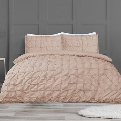 Gr8 Home Sleepdown Geometric Rouched Pleat Ruched Pintuck Duvet Set Quilt Cover Bedding Blush Single - image 1