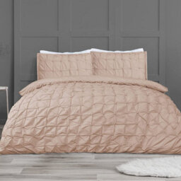 Gr8 Home Sleepdown Geometric Rouched Pleat Ruched Pintuck Duvet Set Quilt Cover Bedding Blush Single - thumbnail 1