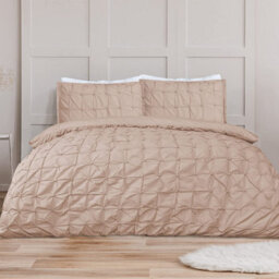 Gr8 Home Sleepdown Geometric Rouched Pleat Ruched Pintuck Duvet Set Quilt Cover Bedding Blush Single - thumbnail 2