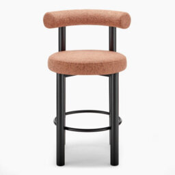 Furniturebox Uk 2X Seren Terracotta Orange Fabric Bar Chairs Black Legs - thumbnail 4