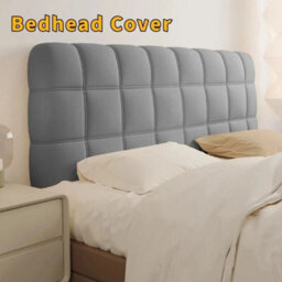 Dark Gray Thicken Quilted Headboard Cover Soft Bed Head Back Decor Protector Slipcove - thumbnail 2
