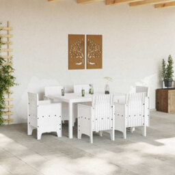Berkfield Modern Garden Dining Set 7 Pcs White - thumbnail 3