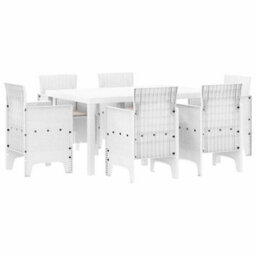 Berkfield Modern Garden Dining Set 7 Pcs White - thumbnail 1