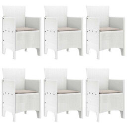 Berkfield Modern Garden Dining Set 7 Pcs White - thumbnail 4