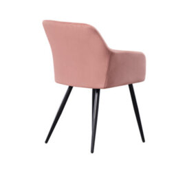 Life Interiors Single Pink Camden Modern Velvet Dining Chair With Armrests, Quilted Design & Black Metal Legs - thumbnail 4
