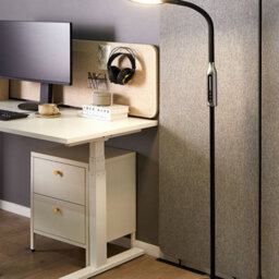 Beliani 148 Cm Black Dimmable Led Floor Lamp With Dual Light Rings And Adjustable Colour Temperature - thumbnail 1