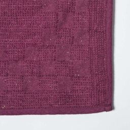 Homescapes Cotton Check Border Aubergine Bath Mat - thumbnail 4