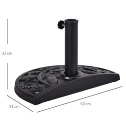 Outsunny 9Kg Half Round Parasol Umbrella Base Resin Outdoor Garden Furniture - thumbnail 3