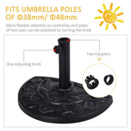 Outsunny 9Kg Half Round Parasol Umbrella Base Resin Outdoor Garden Furniture - thumbnail 6