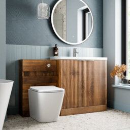 Aveli Provence Walnut Back To Wall Toilet & Vanity Unit With Basin 1300mm - thumbnail 2