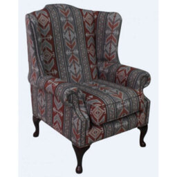 Chesterfield Saxon High Back Wing Chair Tribal Boho Bohemian Fabric In Mallory Style - thumbnail 3