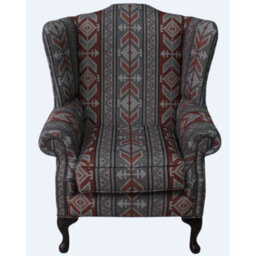Chesterfield Saxon High Back Wing Chair Tribal Boho Bohemian Fabric In Mallory Style - thumbnail 1