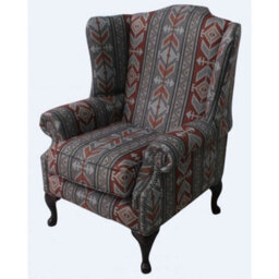 Chesterfield Saxon High Back Wing Chair Tribal Boho Bohemian Fabric In Mallory Style - thumbnail 2