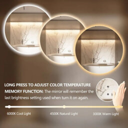 Lumora 600mm Round Led Bathroom Mirror - Edge-Lit, Tri-Light Dimmable And Anti-Fog - thumbnail 4