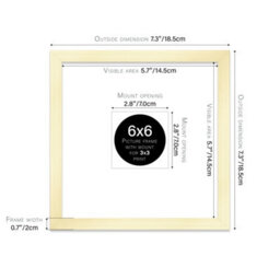 "6X6"" Gold Picture Frame - 6X6"" Square Frame With 3X3"" Mount For 6X6""/3X3"" Pictures Art Deco Style Room Decor, 1 Pack" - thumbnail 2