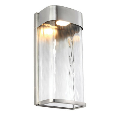 Stylish Outdoor Ip44 Wall Light In Brushed Steel - 14W Led Sconce