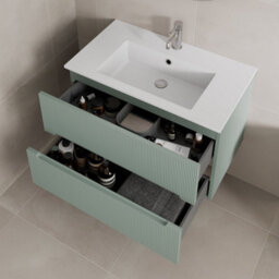 Affine 800mm Bathroom Cloakroom Vanity Unit Basin Wall Hung Furniture Soft Close Green - thumbnail 3