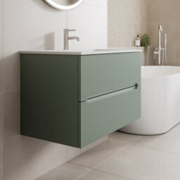 Affine 800mm Bathroom Cloakroom Vanity Unit Basin Wall Hung Furniture Soft Close Green - thumbnail 2