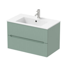 Affine 800mm Bathroom Cloakroom Vanity Unit Basin Wall Hung Furniture Soft Close Green - thumbnail 4