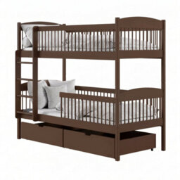Arte Luna Dark Chocolate Wooden Bunk Bed With Storage 90 X 190Cm - Foam Bonnell Mattresses Included - thumbnail 1