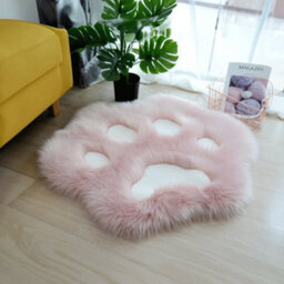 Pink&white Cute Cat-Claw Shaped Soft Shaggy Rug Plush Floor Carpet Mat Fluffy Rugs Non-Slip - thumbnail 1